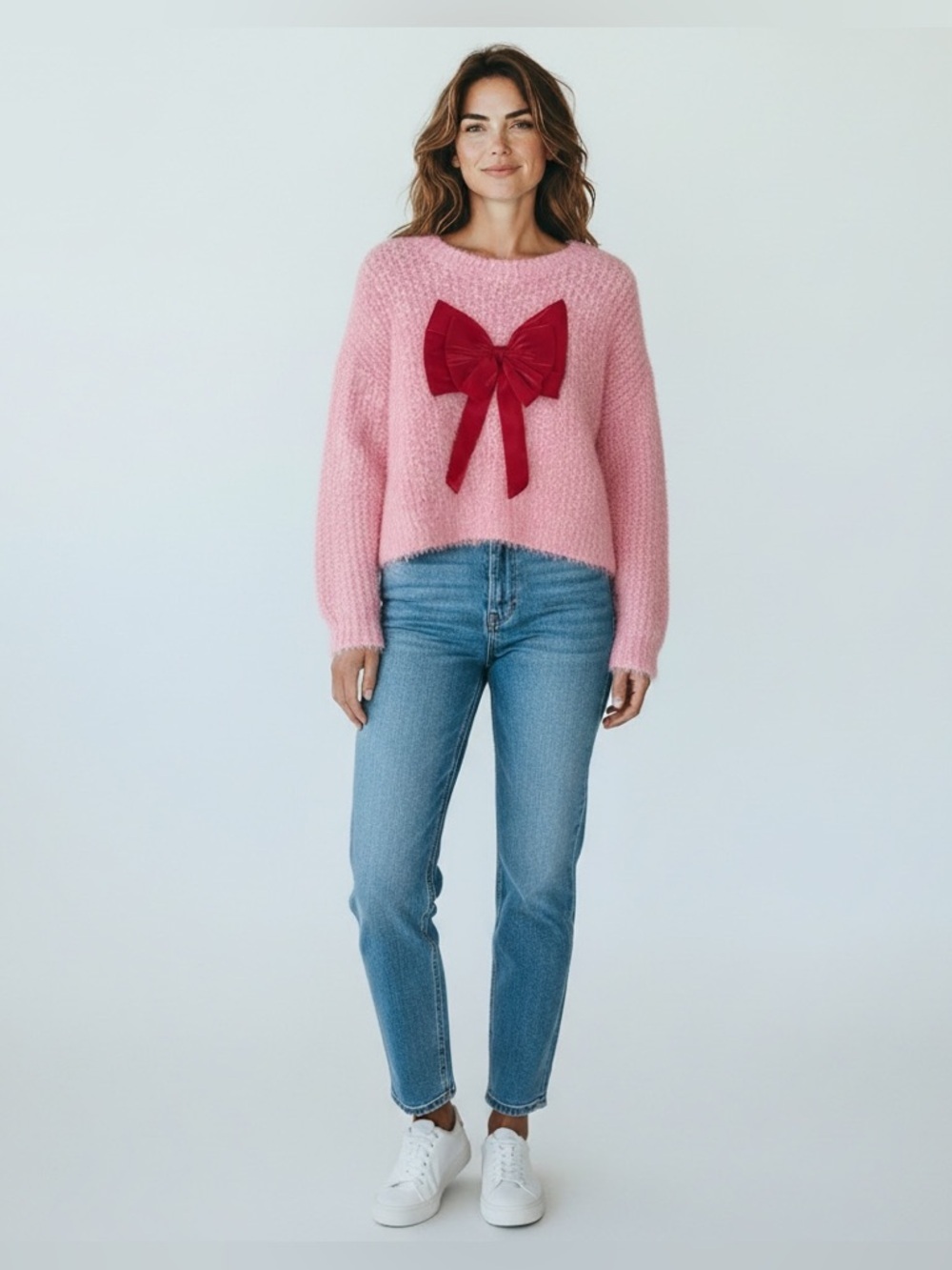 SIMPLY SOUTHERN Aurora Pink Bow Sweater Size XXL NEW - Picture 2 of 7